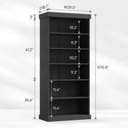 ivaniti 70.8" Tall Farmhouse Modular Kitchen Storage Cabinet with Glass Doors, 6-Tier Adjustable Shelves for Kitchen Organization, Set of 3, Black