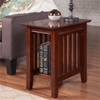 BOWERY HILL Solid Wood Chair Side Table, 22"x14"x22", Walnut Finish, Contemporary Style, Compact Design for Living Room, Bedroom, or Dorm