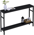 Timberer Narrow Console Table, 47 Inch Sofa Table with Adjustable Shelf | 2-Tier Long Skinny Table for Hallway, Entryway, Living Room, Foyer, Black
