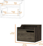 Floating Nightstand with Drawer and Dual-Shelf Display,for Small Spaces