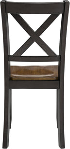 ROME + OAK X-Back Farmhouse Wooden Armless Dining Chairs in Black/Dark Brown, Set of 4 - Indoor Home Kitchen Seating Furniture