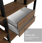 Madesa Kitchen Pantry Storage Rack with 2 Drawers and Open Shelves 74" L Multiuse Modular Cabinet for Kitchen Organization - Black/Brown