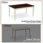 LUXOAK 6 Piece Solid Wood Dining Table Set with 60" Farmhouse Table | Solid Wood Table, 4 Upholstered Chairs, Bench Included, Seating for 6, Cream White Finish