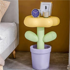 Resin Flower-Shaped Side Table, Distinctive End Table for Apartment Decor, Funky Coffee Table, Cute Small Nightstand for Bedroom, Living Room(Yellow)