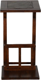 Benzara Jenne Sofa Side Table with Magazine Rack- 13 Inch Top- Dark Brown Wood