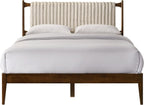 Ella Wooden Platform Bed | Box Spring Not Required | Walnut and Beige, Queen