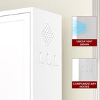 AQY Metal Pantry Cabinet with Doors & Shelves, 61” Tall White Kitchen Storage Cabinet, Freestanding Pantry Organizer for Kitchen, Living Room, Garage, Adjustable Shelves, Heavy-Duty Steel Storage Cabi