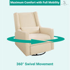 Naomi Home Tanya Luxury Motion Recliner Chair - Cream | Power motion recliner glider rocker with USB charging, swivel function and lumbar support for comfortable everyday use