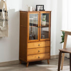 Kitchen Sideboard, Bamboo Pantry Dining Cupboard Buffet Cabinet Storage Cabinet with 2 Acrylic Doors for Living Room Dinning Room