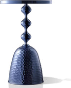 Homes: Inside + Out Halric Modern 25" Tall Round End Table with Decorated Tabletop and Iron Metal Base, Accent Furniture, Elegant Pedestal Stand for Living Room, Home Office, Chrome Blue