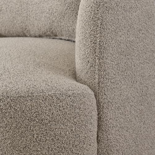KINWELL 34" W Boucle Swivel Barrel Chairs with Pillow Set of 2, Taupe | No Assembly Round Sherpa Upholstered Armchairs Accent Chairs Single Sofa Chairs with Toss Pillow for Living Room and Bedroom