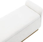 KEIKI 49" Storage Ottoman Bench with Safety Hinge, Ottoman with Storage, End of Bed Bench for Bedroom, Living Room, Entryway, Holds up to 350 lb, Beige