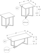 Dark Brown Laminate 3-Piece Table Set with Black Metal Base Coffee Table and Matching End Tables for Modern Living Room Contemporary Style Furniture Easy Assembly