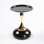 Metal Side Table, Modern Round Side End Table Metal Pedestal Side Table Coffee Table, Corner Accent Table Fluted Circle Decorative Drink Martini Table for Living Room (Black Marble)
