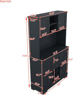 Merax 73.8" Kitchen Pantry Storage Cabinet, Freestanding Larder Cupboard, Kitchen Hutch Cabinet with Drawers Shelves and Cabinets, Buffet Cabinet Wine & Glass Racks for Dining Room, Living Room, Blue