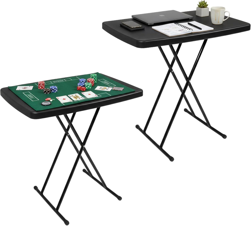 Lavish Home Portable Folding Tables Set of 2-2.5 Foot Indoor/Outdoor Portable Lightweight Small Tables with Adjustable Height - TV Trays Set of 2 for Laptop, Cards, Camping, Crafting, Party (Black)