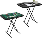 Lavish Home Portable Folding Tables Set of 2-2.5 Foot Indoor/Outdoor Portable Lightweight Small Tables with Adjustable Height - TV Trays Set of 2 for Laptop, Cards, Camping, Crafting, Party (Black)