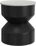 SIMPLIHOME Maxine Side Table - 18 inch Wide Genuine Marble Top Round Accent Table in Black/White, Modern End Table or Metal Table with Black Base for Living Room or Bedroom, Assembled