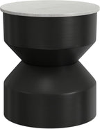 SIMPLIHOME Maxine Side Table - 18 inch Wide Genuine Marble Top Round Accent Table in Black/White, Modern End Table or Metal Table with Black Base for Living Room or Bedroom, Assembled