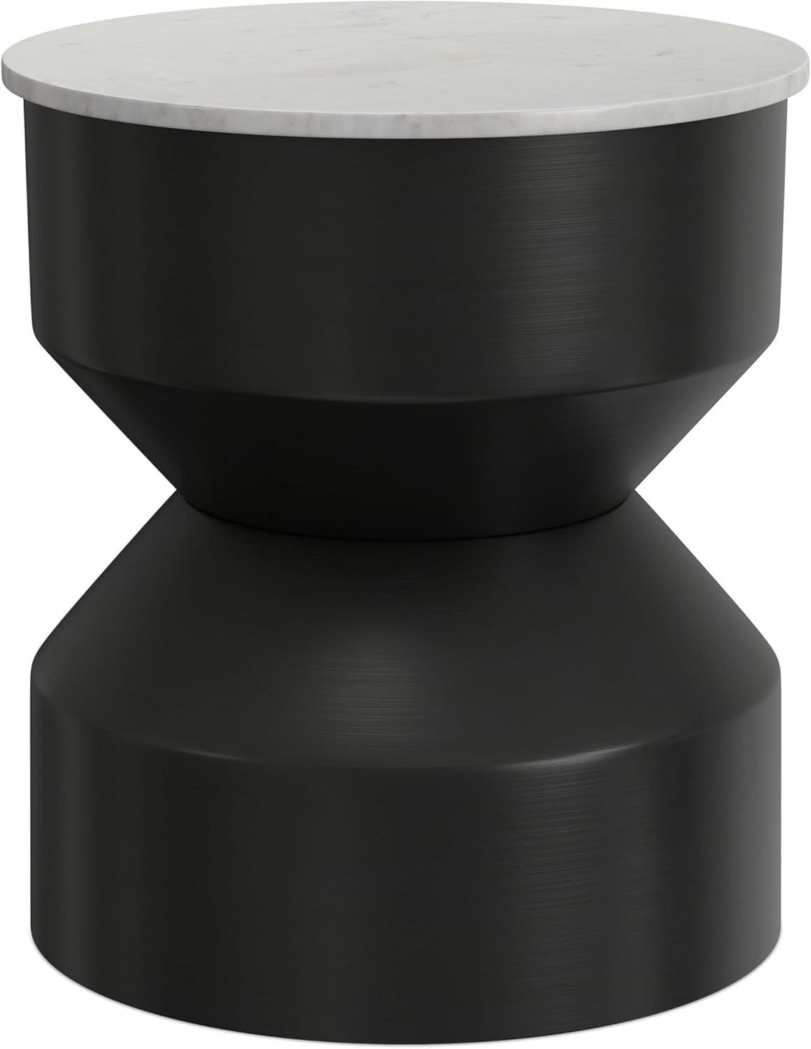 SIMPLIHOME Maxine Side Table - 18 inch Wide Genuine Marble Top Round Accent Table in Black/White, Modern End Table or Metal Table with Black Base for Living Room or Bedroom, Assembled