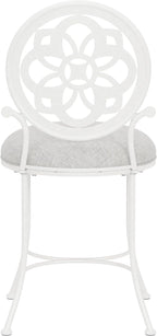 Hillsdale Marsala Metal Vanity Stool with a Circular Geometric Back Design, Off White