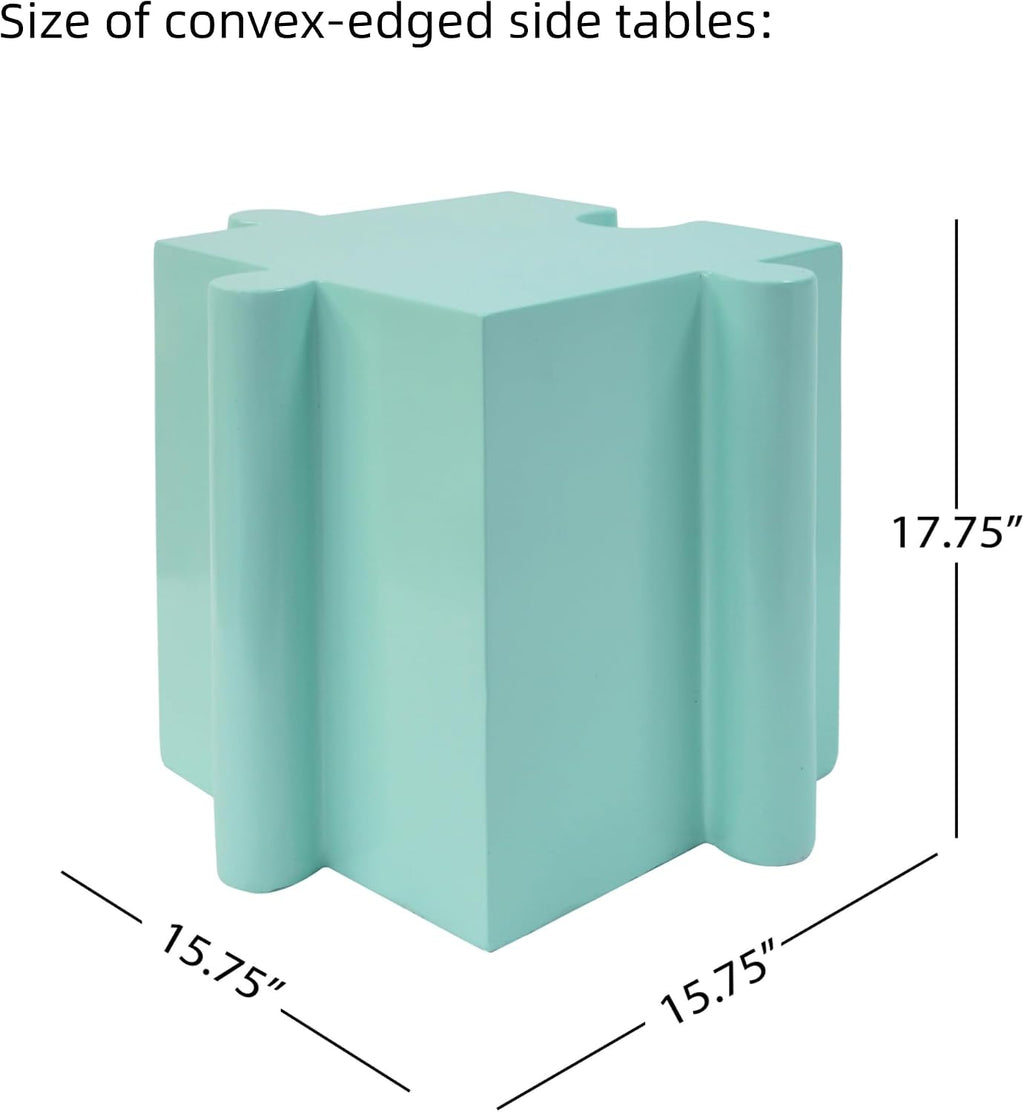 Merax 3 Piece Puzzle-Like Side Accent Table Set, Modular Accent Tables with Interlocking Design, Modern Connectable End Table for Living Room Bedroom Patio Beach Outdoor, Green+Blue+Green