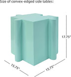 Merax 3 Piece Puzzle-Like Side Accent Table Set, Modular Accent Tables with Interlocking Design, Modern Connectable End Table for Living Room Bedroom Patio Beach Outdoor, Green+Blue+Green