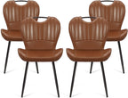 Dining Room Chairs Set of 4, Modern Kitchen Room Sets for Dinner, Comfortable Dining Chair with Metal Legs, Ergonomic Backrest, Minimalist Faux Leather Funiture Used for Home Kitchen, Resturant, Brown