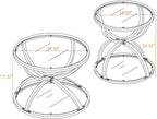 Round Coffee Table Set of 2, Gold Metal Frame with Clear Tempered Glass | Ring-Shaped Frames with Two Clear Glass Tiers for Living Room, Bedroom, or Office