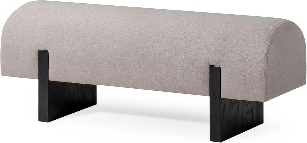 Maven Lane Juno Modern Wooden Upholstered Bench, Padded Seat for Kitchin Dining Room Table, Entryway Accent, or Window Seating in Refined Black Finish
