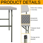 Folding Table 2.7ft Rectangular All-Occasion Plastic Folding Event Table for Indoor and Outdoor, Portable Desk, Camping, Durable and Stable, HDPE and Steel, Wide Application, Grey