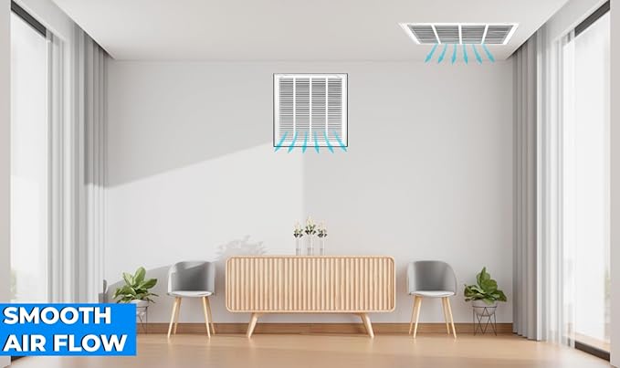 HVAC Premium 26" X 14 Steel Return Air Filter Grille for 1" Filter - Fixed Hinged - Ceiling Recommended - HVAC DUCT COVER - Flat Stamped Face - White [Outer Dimensions: 28 5/8" X 16 5/8"]