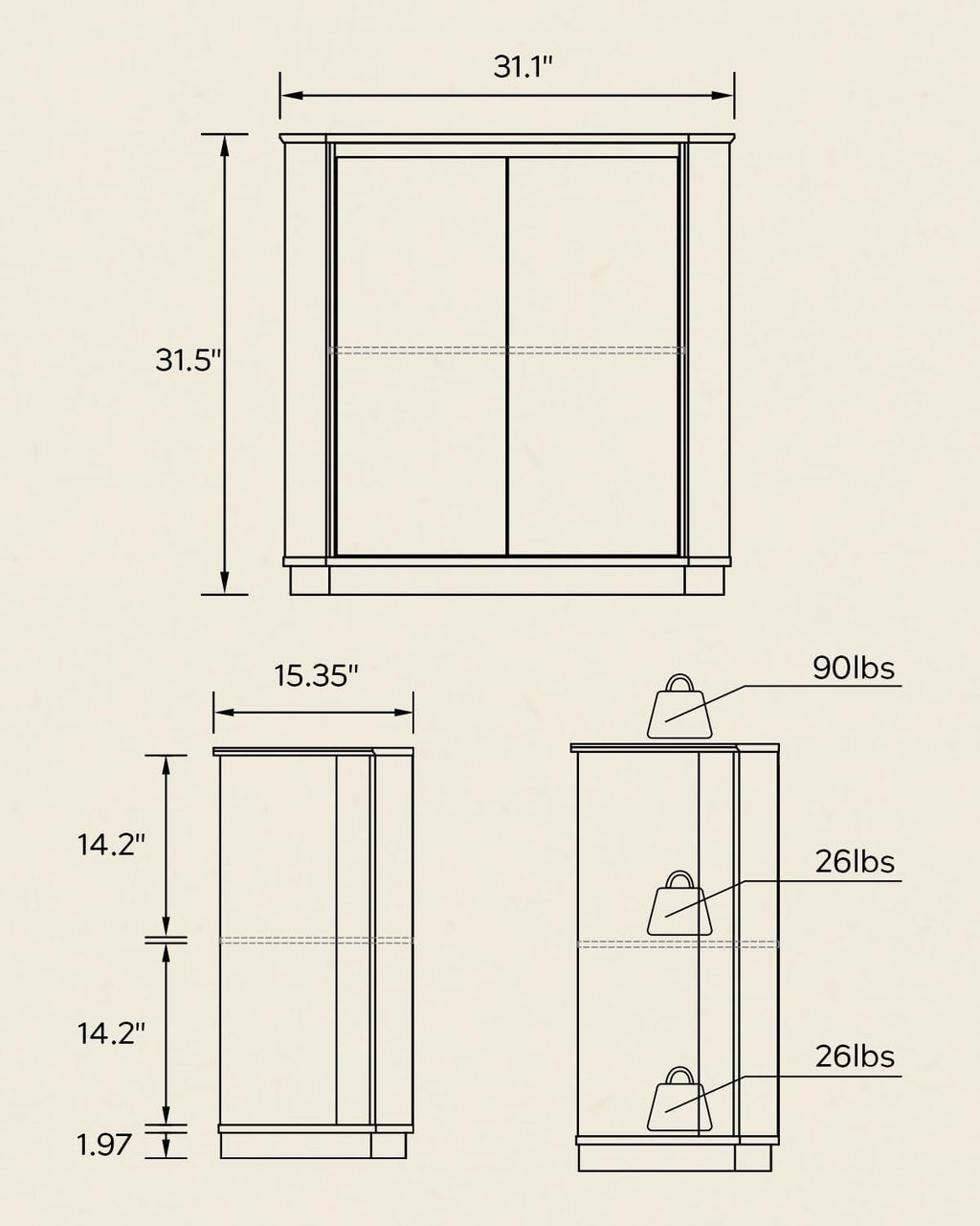 Corner Storage Cabinet, Small Corner Floor Cabinet with 2 Doors and 2-Tier Shelves, Modern Wooden Narrow Storage Organizer for Living Room, Kitchen, Pantry, Bathroom, Brown