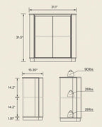 Corner Storage Cabinet, Small Corner Floor Cabinet with 2 Doors and 2-Tier Shelves, Modern Wooden Narrow Storage Organizer for Living Room, Kitchen, Pantry, Bathroom, Brown