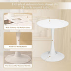 Dining Table and Dining Chair Set 23.6" White Round Table&2 Linen Fabric Upholstered Wooden Legs Chairs for Kitchen Dining Room Small Space 3 Piece Dining Table and Chair Set（Grey）