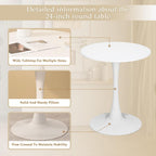 Dining Table and Dining Chair Set 23.6" White Round Table&2 Boucle Upholstered Golden Legs Chairs for Kitchen Dining Room Small Space 3 Piece Dining Table and Chair Set（Beige）