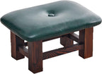 Footstool Ottoman - Small Rectangular Step Stool with Non-Slip Soft Padding for Living Room, Bedroom, Kitchen(Green,35X25X16.5cm)
