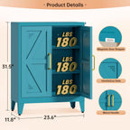 32" Metal Kitchen Pantry Cabinet,Floor Bathroom Storage Cabinet with 2 Adjustable Shelves,Freestanding Sideboard for Small Spaces, Living Room, Hallway, Dining Room,Blue