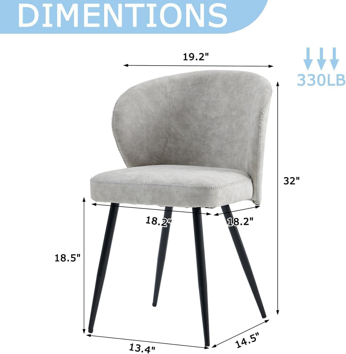 Dining Chairs Set of 6, Sturdy Metal Legs, High-Resilience Sponge, Non-Scratch Pads, for Kitchen, Dining Room, Living Room