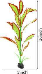 ALEGI Silk Aquarium Plants, 16 Inch Artificial Silk Plants Decorations for Fish Tank,Aquarium Décor Plastic Plants (Light Green with Red, 2 Pack)