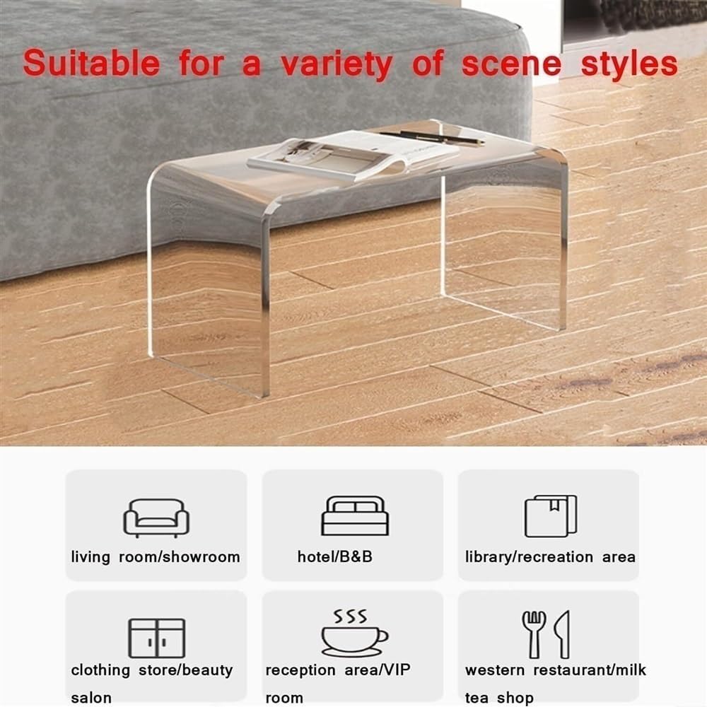 Acrylic Coffee Table, Side Table, Small Tea Table, Sofa Side Table, Small Bedside Table, Modern, Modern C-Shaped Acrylic Side Table(Brown,30 * 30 * 55cm)