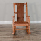Pemberly Row Set of 2 Farmhouse Mindi Wood Rocking Chair in Rustic Oak