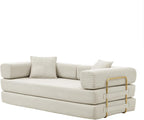 HANXIN 78 Inch Convertible Sleeper Sofa Bed, Folding Floor Mattress Couch with Fixed-Shape Frame, Futon Couch Lounge Loveseat with Pull Out Bed, No Assembly Required (Beige)