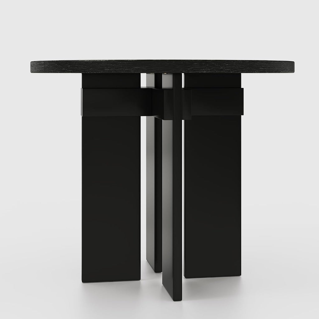 35.4" Round Dining Table for 4, Modern Wood Kitchen Table with 4 Sturdy Table Legs Farmhouse Circle Dinner Tables for Leisure, Coffee, Kitchen, Dining Room φ35.4" x 29.9"H, Black
