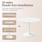 42" Tulip Table for 4-6 Persons Modern Round Dining Room Table, Mid-Century Modern White Small Kitchen Table with MDF Wooden Top, Leisure Coffee Table for Living Room, Dining Room, Office