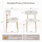Furniliving Mid Century Modern Dining Chairs Set of 4, 300 lbs Capacity Upholstered Linen Kitchen Chairs with Natural Wood Grain Metal Legs and Ergonomic Curved Back, Beige