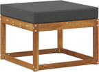 Solid Acacia Wood Outdoor Footstool with Modern Slatted Design, Versatile Modular Ottoman for Patio, Garden, and Backyard Seating Arrangements