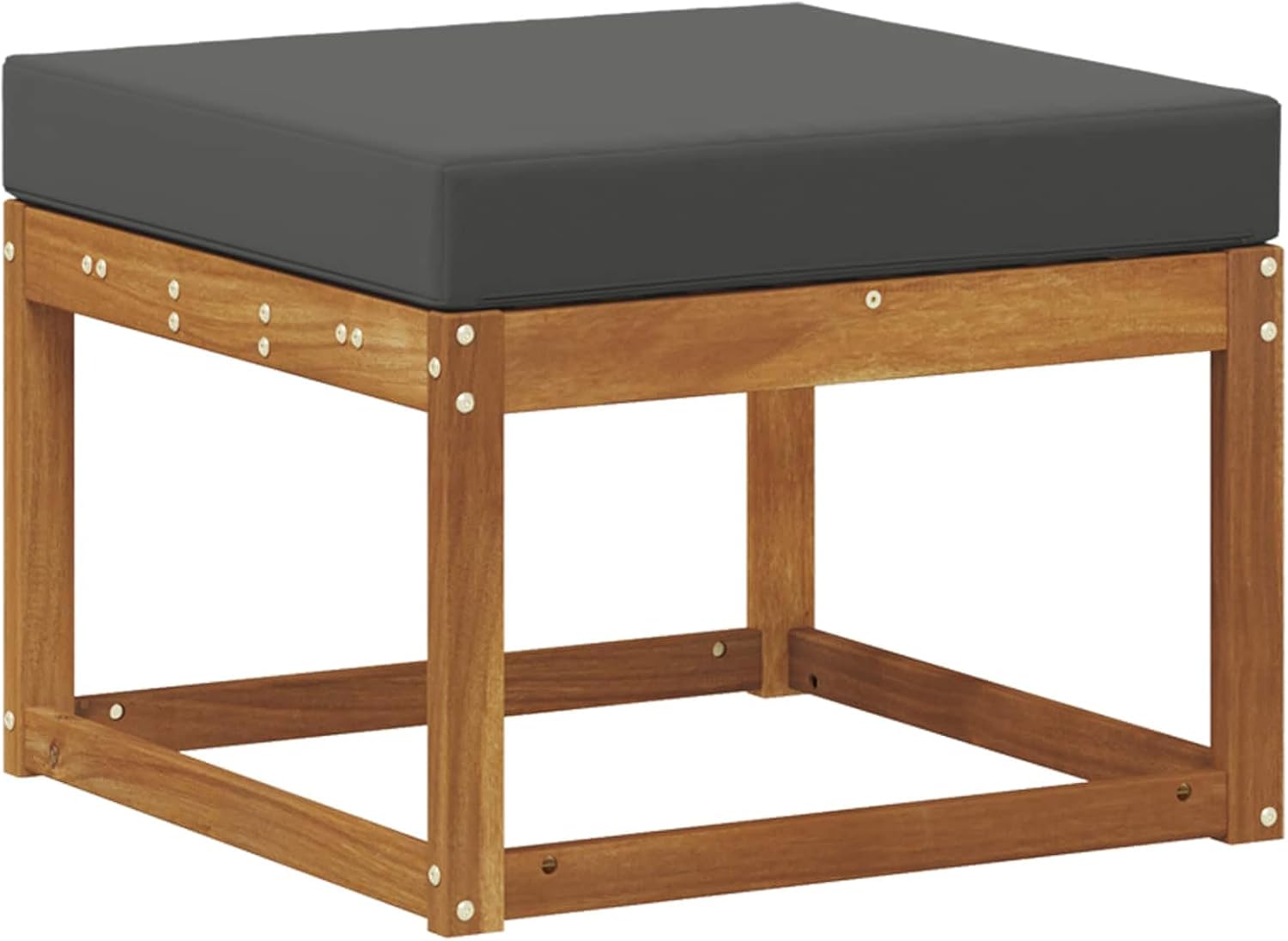 Solid Acacia Wood Outdoor Footstool with Modern Slatted Design, Versatile Modular Ottoman for Patio, Garden, and Backyard Seating Arrangements