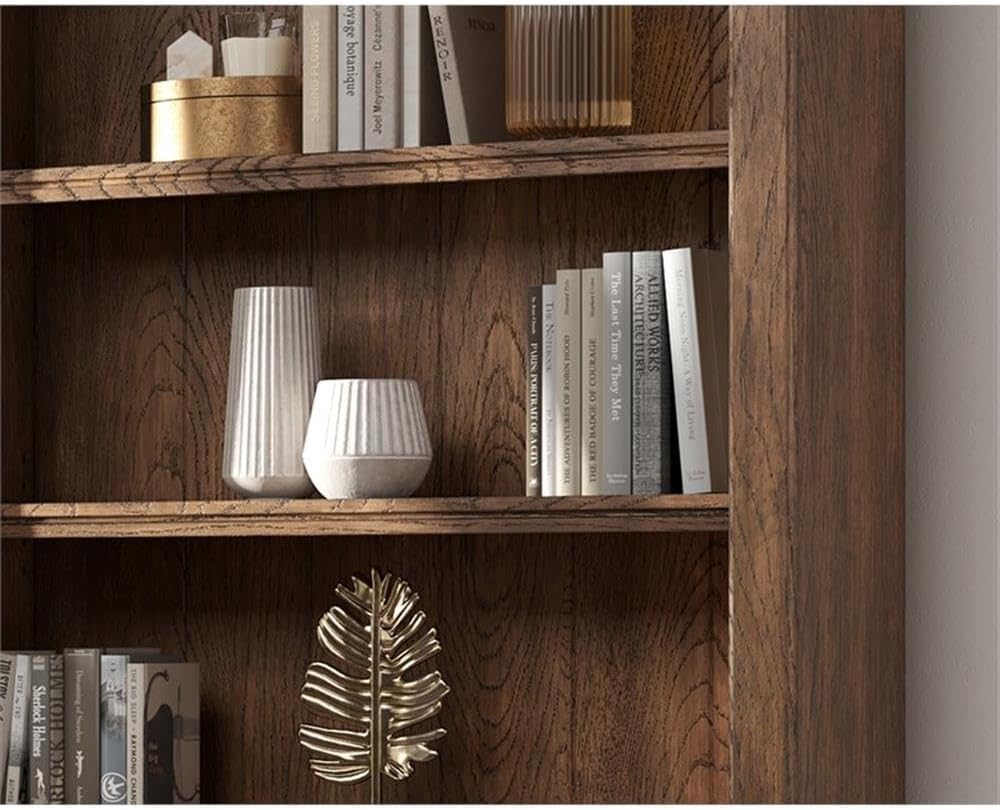 Traditional 8' Tall Wood Bookcase Wall With Ladder Office Bookcase Brown