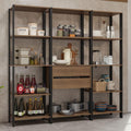 Madesa Kitchen Pantry Storage Rack with 2 Drawers and Open Shelves 74" L Multiuse Modular Cabinet for Kitchen Organization - Black/Brown